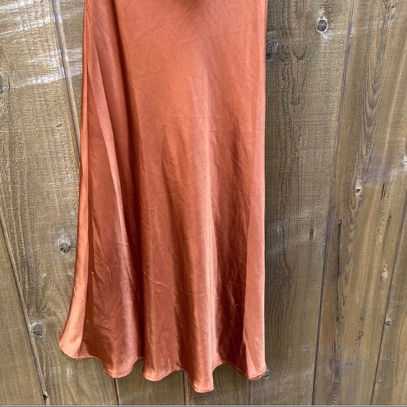 Copper Satin Cowl Back Midi Slip Dress 🌿 - Picture 12 of 14